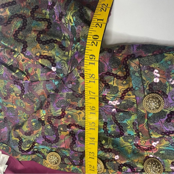 Lian Carlo Neiman Marcus Multicolor Sequin Fabric Detail Short Button Up Jacket - Picture 10 of 11